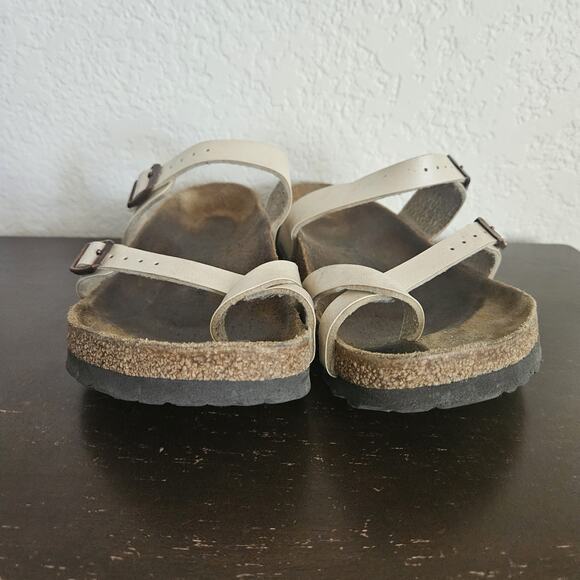 Birkenstock Mayari Sandals Womens 9 Leather Cream Pearl Slip On Shoes Comfort - Picture 4 of 12